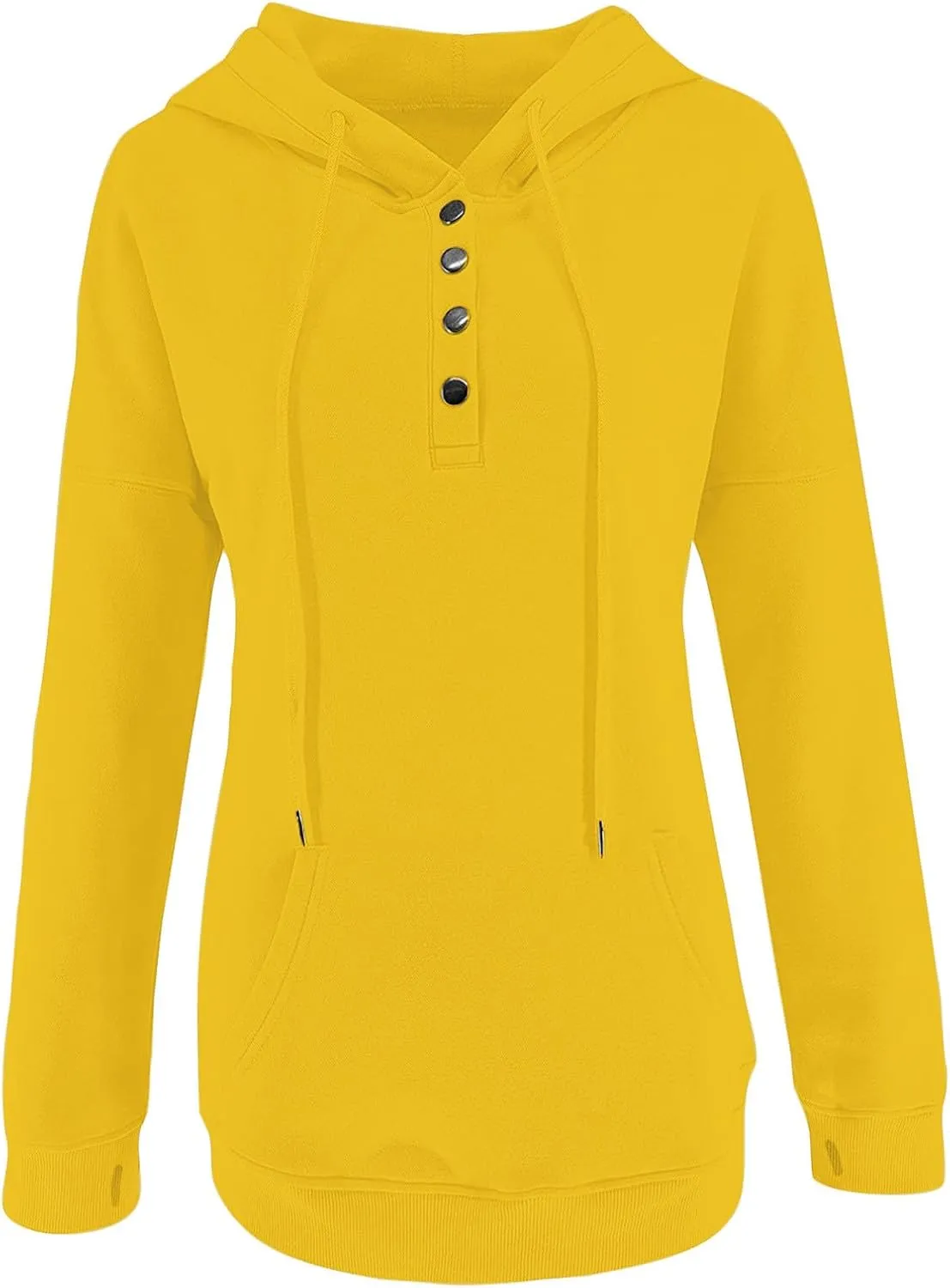Fall Hoodies for Women Fashion 2023 Button Down Thumb Hole Hooded Sweatshirt Casual Pullover Tops with Kangaroo Pocket