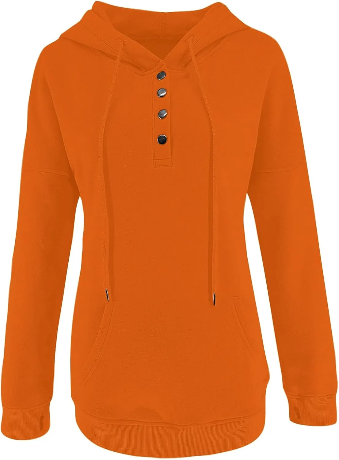 Fall Hoodies for Women Fashion 2023 Button Down Thumb Hole Hooded Sweatshirt Casual Pullover Tops with Kangaroo Pocket