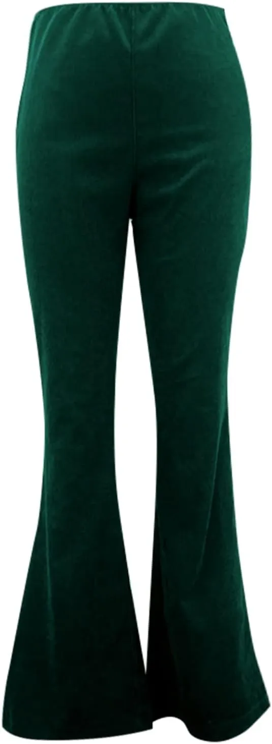 Febecool Cargo Pants Women Solid Color Slim Fit Micro Flared Pants Elastic Waist Casual Pants Corduroy