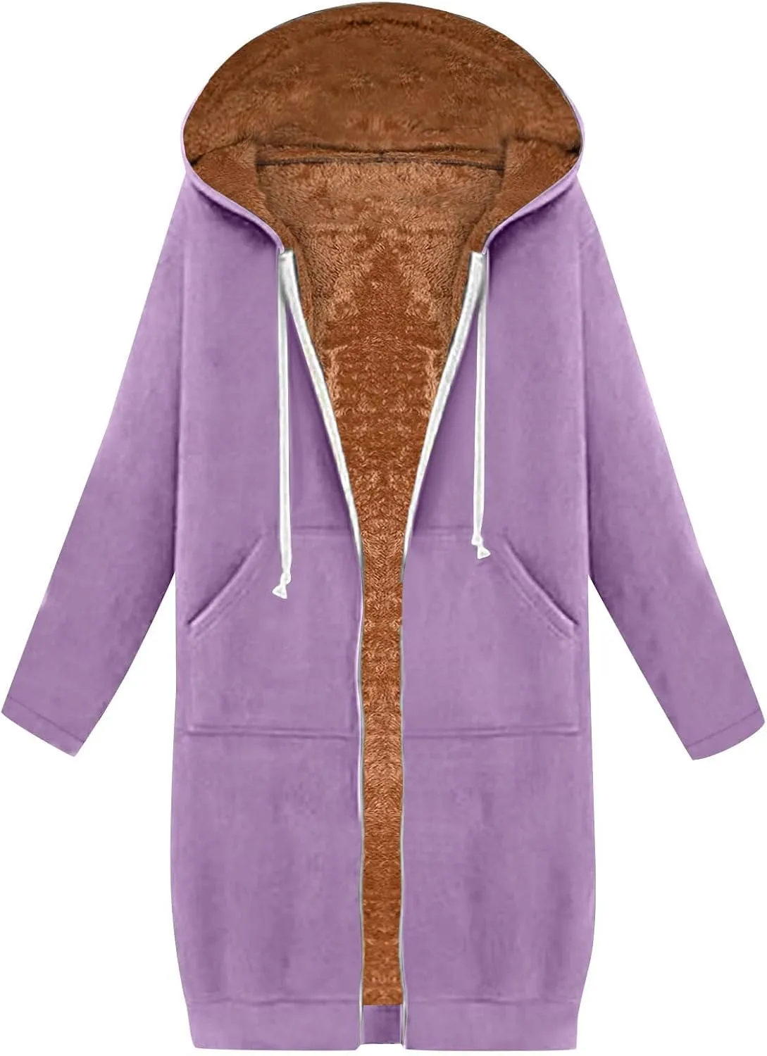 Fleece Lined Hoodie for Women Long Zipper Hoodies Zip Up Oversized Sweatshirts Womens Tunic Sweatshirt Blazer Winter