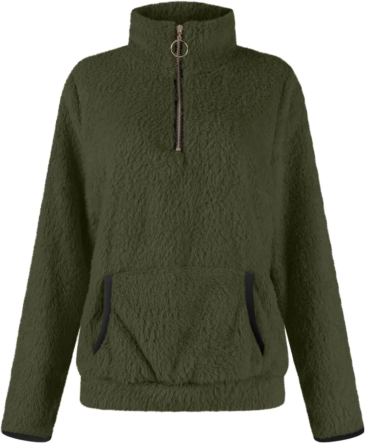 Fleece Sweatshirts for Women 2024 Fall Winter Half Zip Sweater Oversized Pullover Outfit Crewneck Hoodie with Pocket