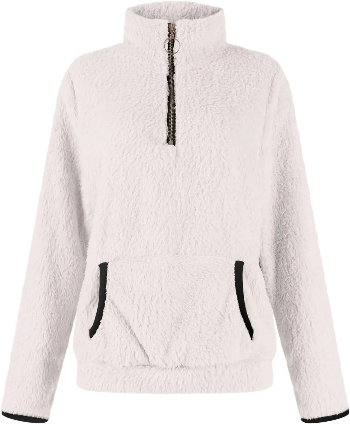 Fleece Sweatshirts for Women 2024 Fall Winter Half Zip Sweater Oversized Pullover Outfit Crewneck Hoodie with Pocket