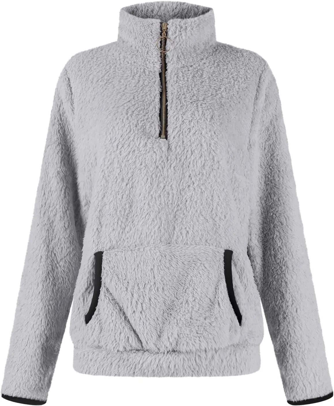 Fleece Sweatshirts for Women 2024 Fall Winter Half Zip Sweater Oversized Pullover Outfit Crewneck Hoodie with Pocket