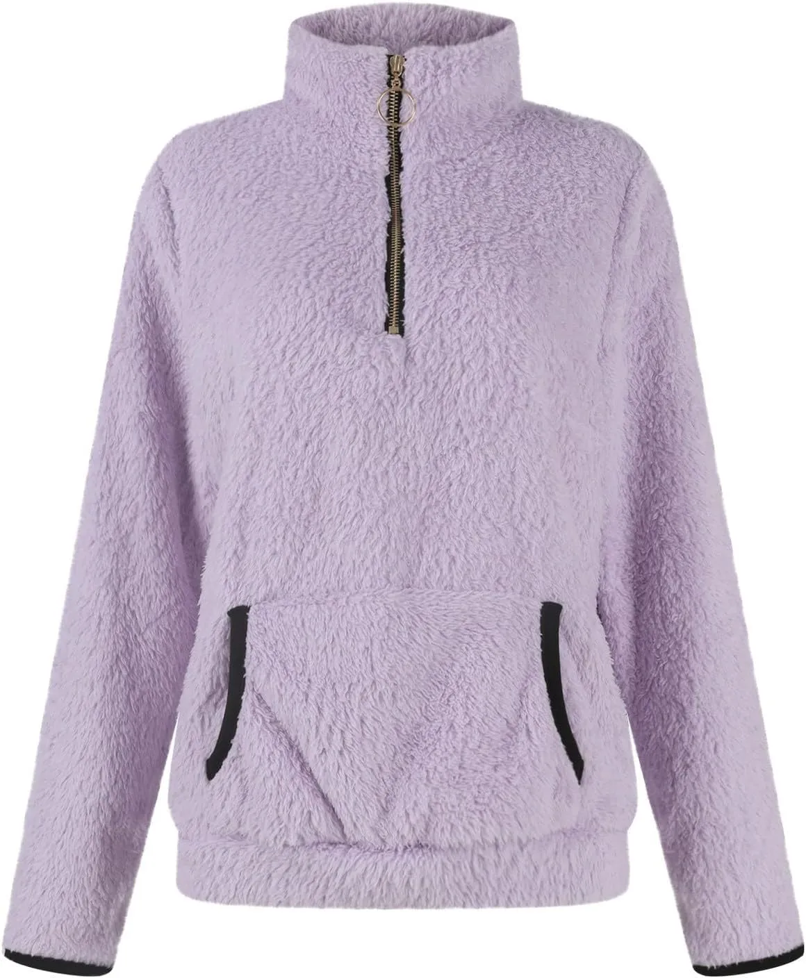 Fleece Sweatshirts for Women 2024 Fall Winter Half Zip Sweater Oversized Pullover Outfit Crewneck Hoodie with Pocket