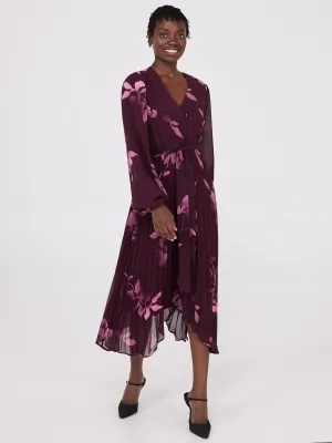 Floral Print Crossover Handkerchief Hem Dress