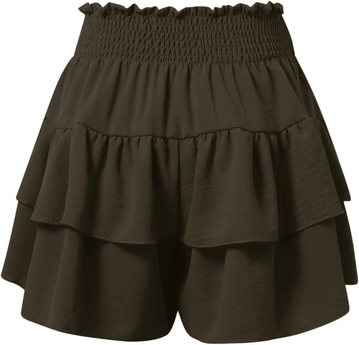 Flowy Running Shorts for Women High Waisted Solid Color Summer Tennis Skirts Trendy Casual Boho Ruffled Tiered Skort