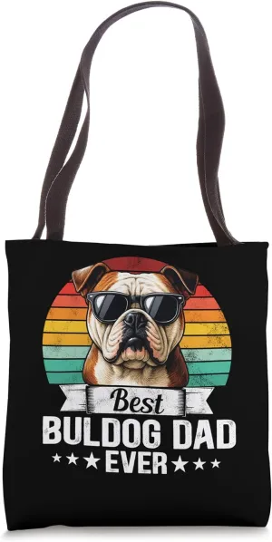Funny Bulldog Dad Retro English Bulldog Lovers Fathers Day Tote Bag