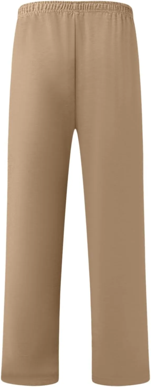 FZVYD Mens Sweatpants Pants Casual Jogging Sports Elastic Lightweight Wide Leg Long Straight Lounge Trousers with Pockets