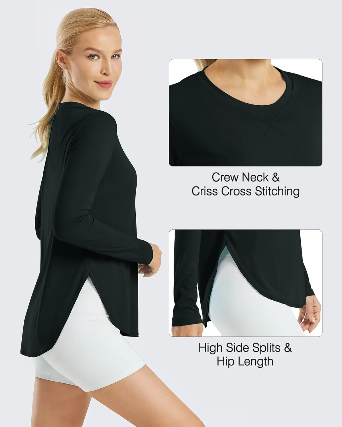 G4Free Women's UPF 50  UV Shirts Long Sleeve Workout Sun Shirt Outdoor Gym Hiking Tops Quick Dry Lightweight