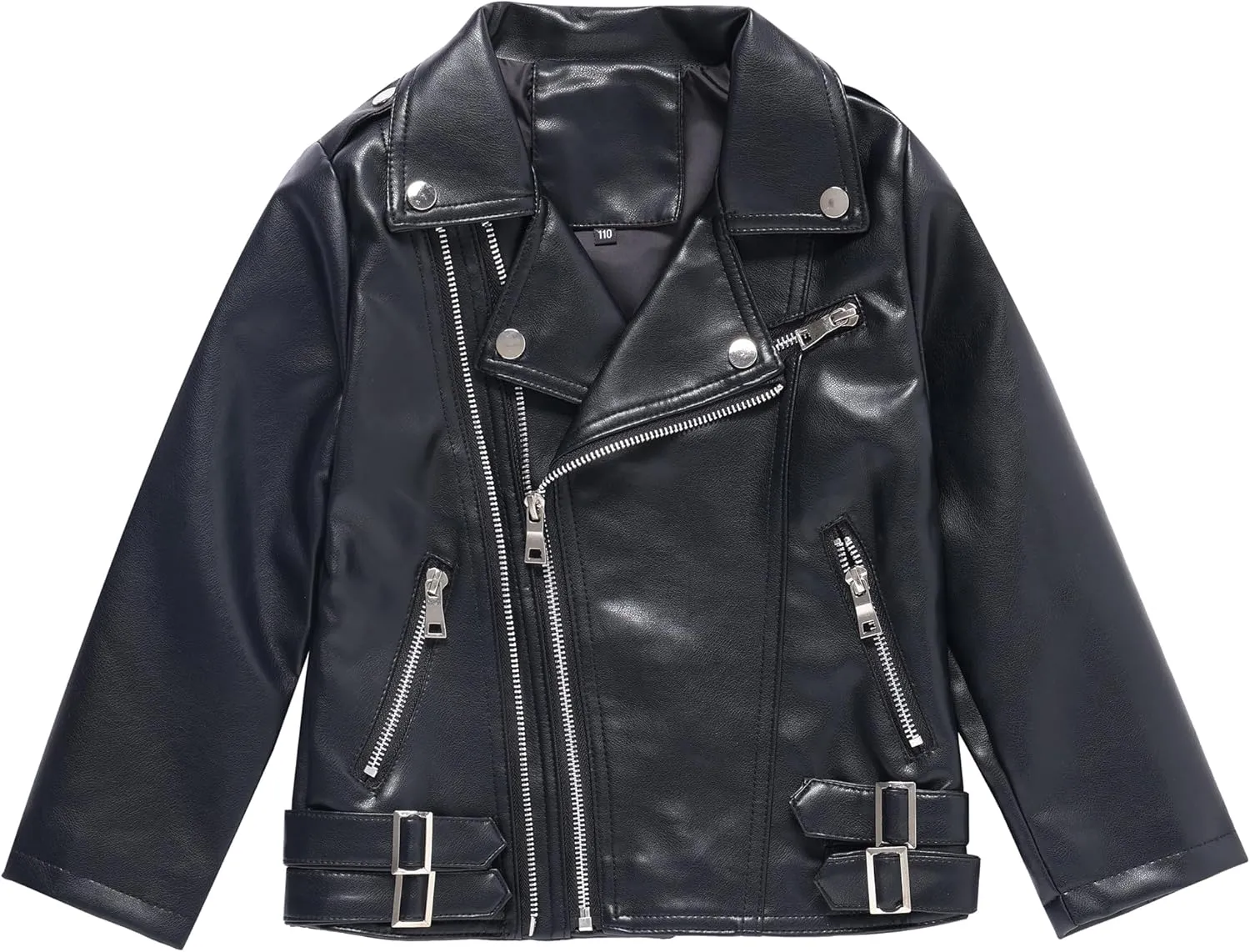 Girls Boys Biker Jacket Faux Leather Rivets Leather Motor Jacket Coat For Kids 3-16Years