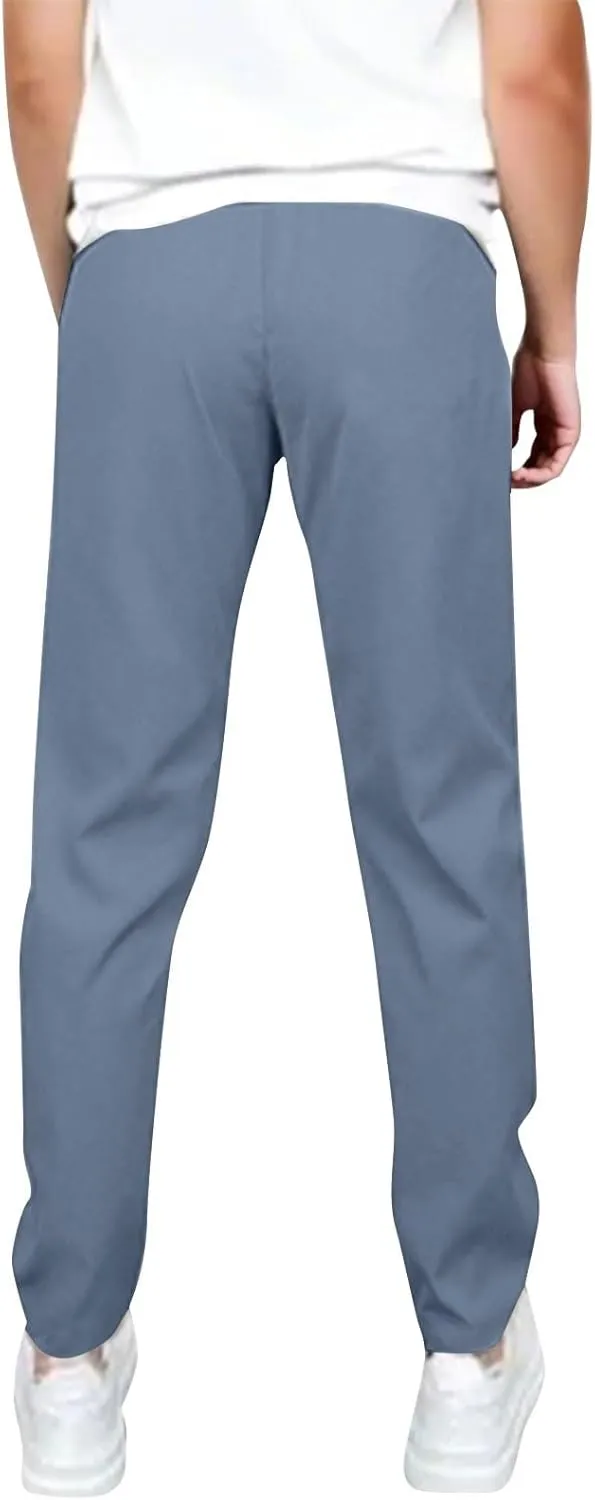 Golf Joggers Pants Men Slim Fit Elastic Waist Casual Pants Drawstring Stretch Tapered Pant with Pockets Casual Joggers