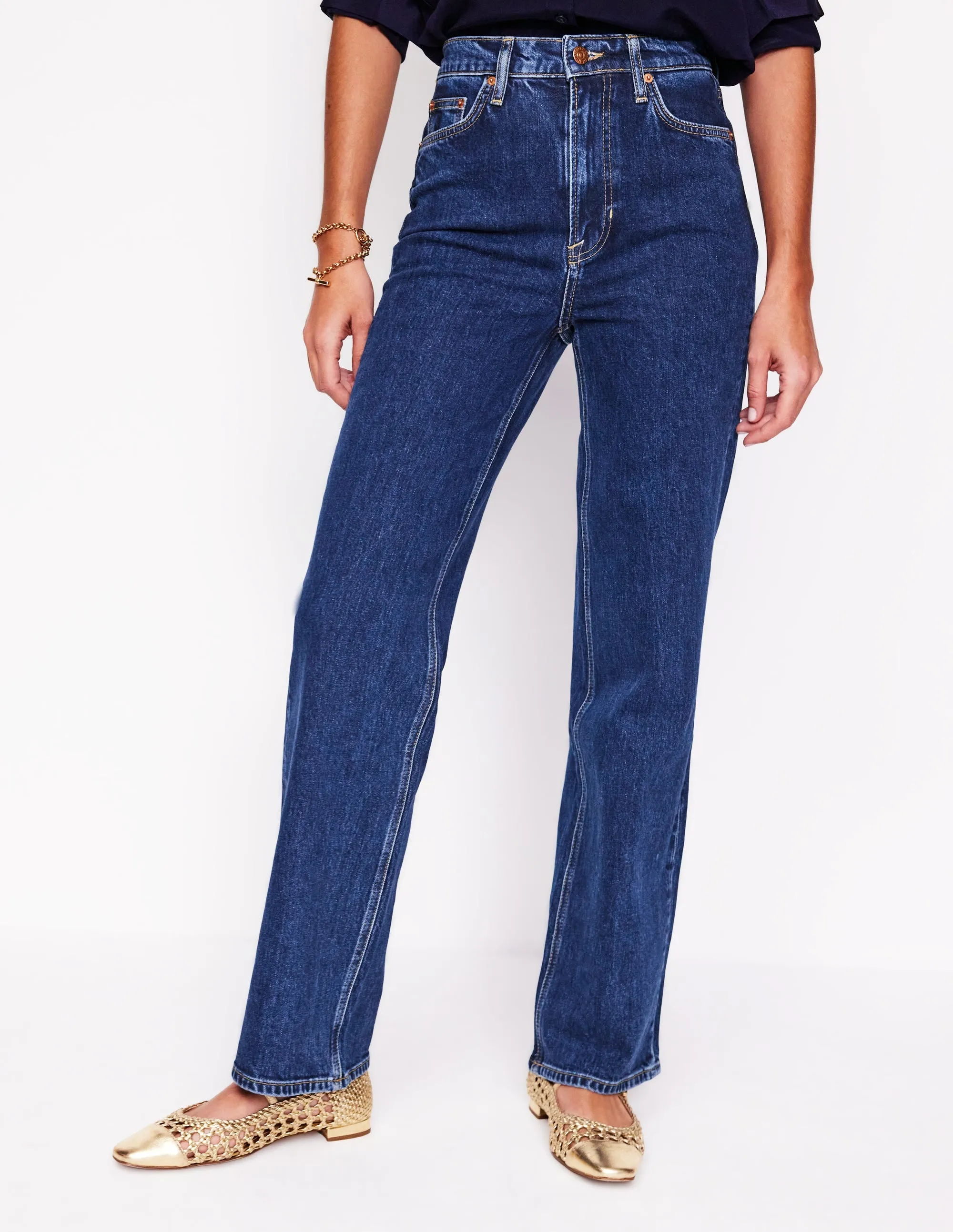 High Rise Column Leg Jeans-Dark Vintage