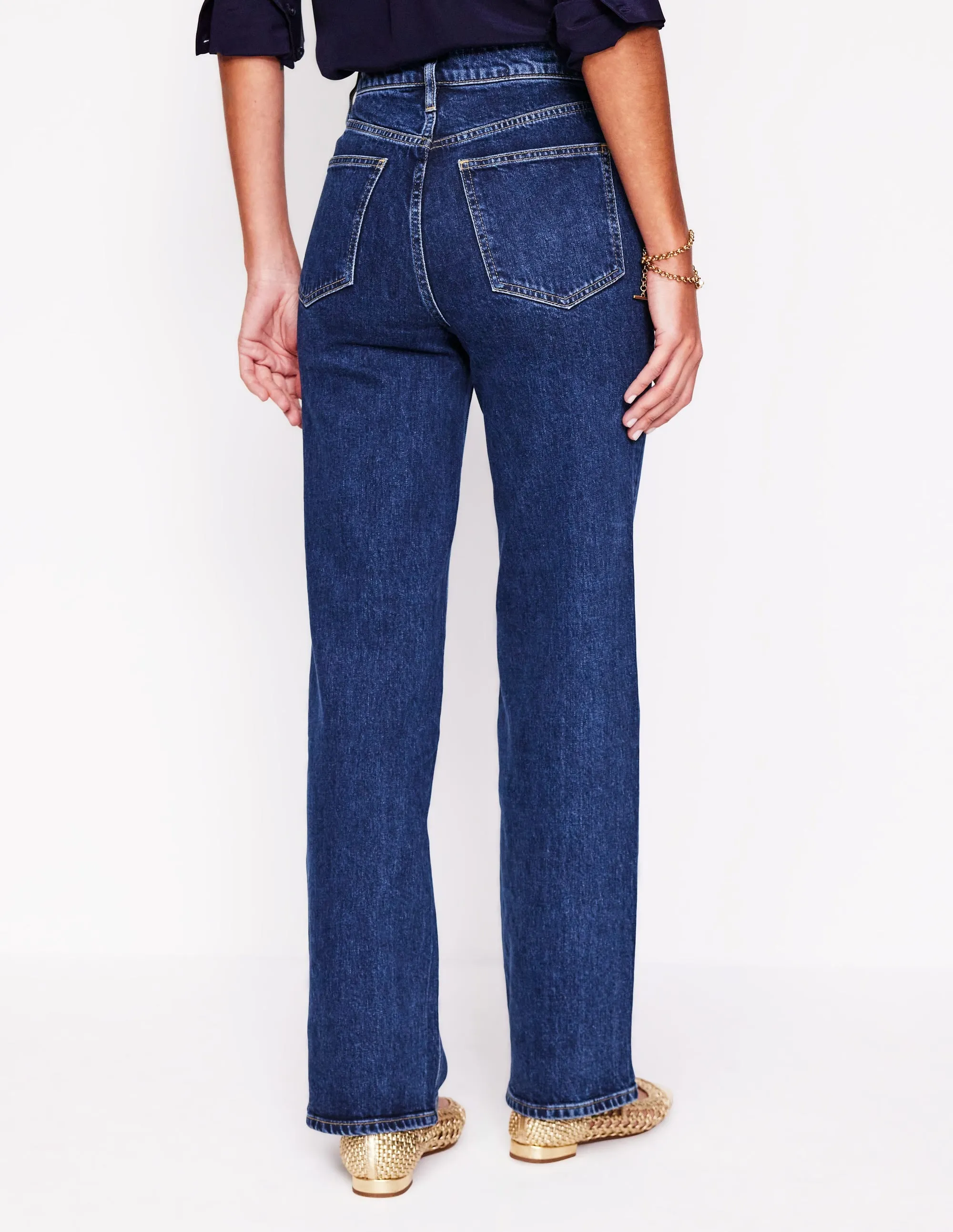 High Rise Column Leg Jeans-Dark Vintage