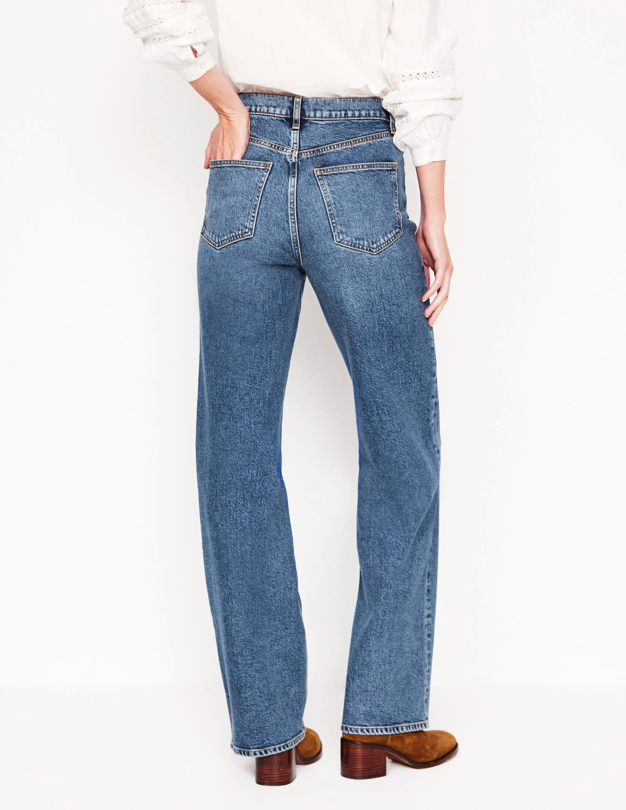 High Rise Column Leg Jeans-Mid Vintage