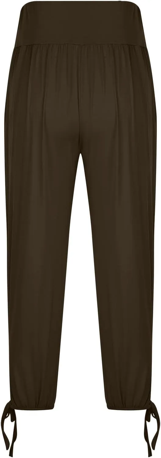 High Waist Capri Yoga Pants for Women Dressy Casual Tummy Control Crop Lounge Trousers Loose Comfy Workout Sweatpants