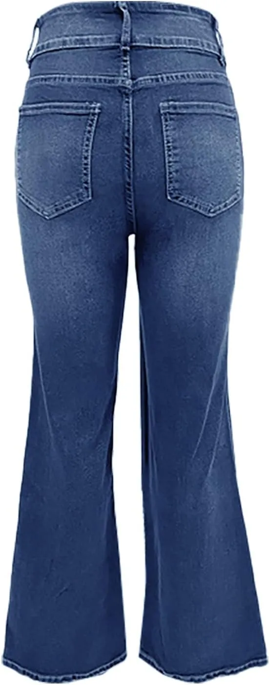 High-Waisted Wide-Leg Jeans for Women Stylish Loose Fit Classic Design Casual Denim Pants Street Washed Denim Trouser