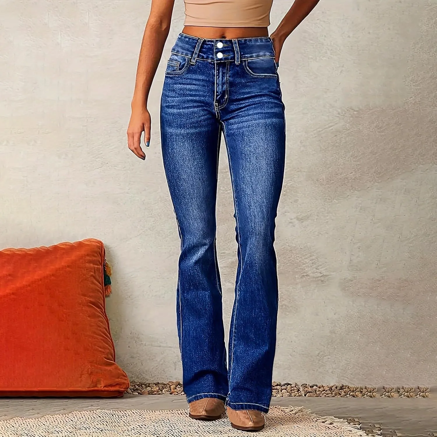 High-Waisted Wide-Leg Jeans for Women Stylish Loose Fit Classic Design Casual Denim Pants Street Washed Denim Trouser
