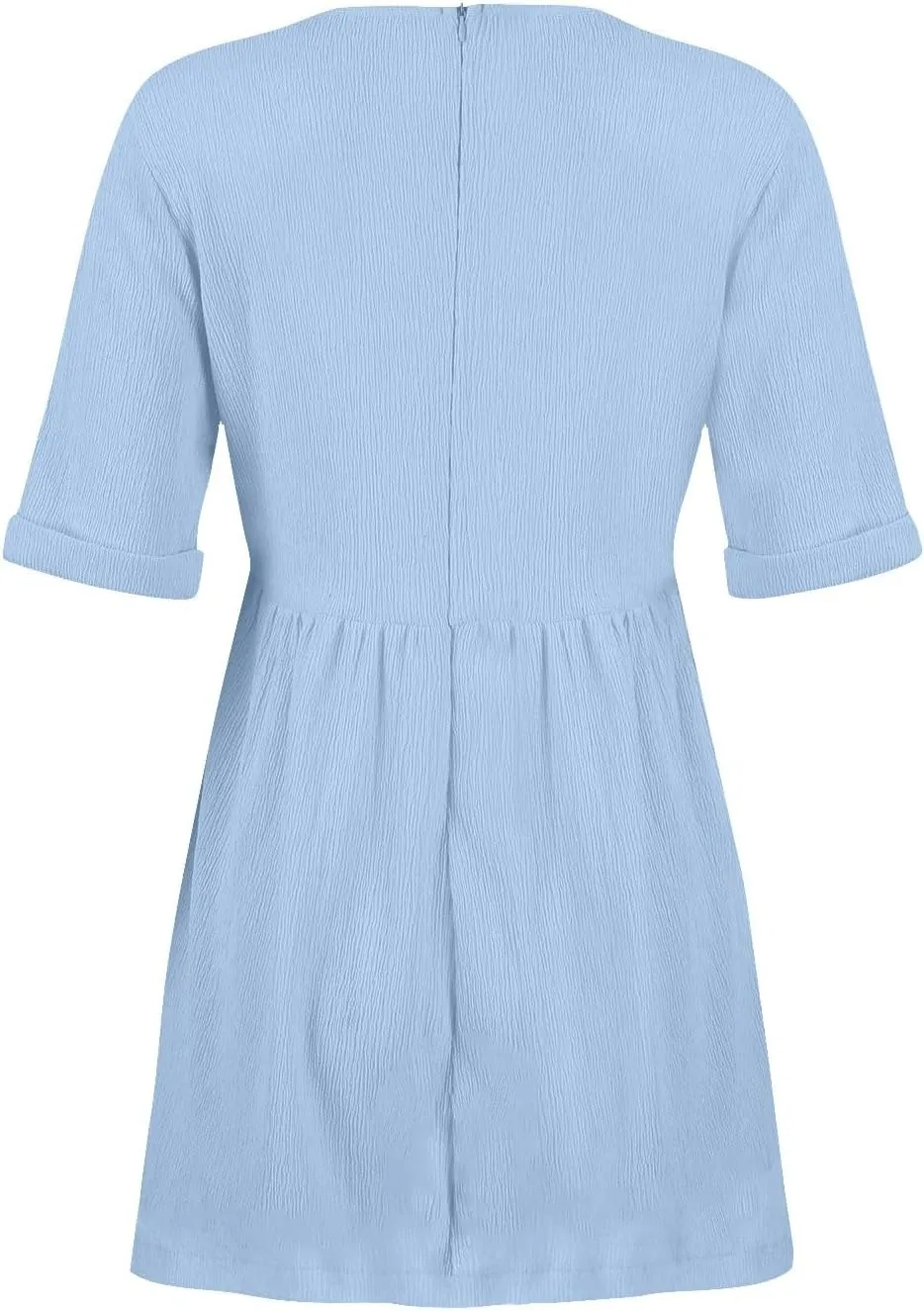 hlysgo Womens Summer Dresses 2024 Casual Loose Fit Short Sleeve V Neck Mini Dress Trendy Vacation Tshirt Dress with Pockets