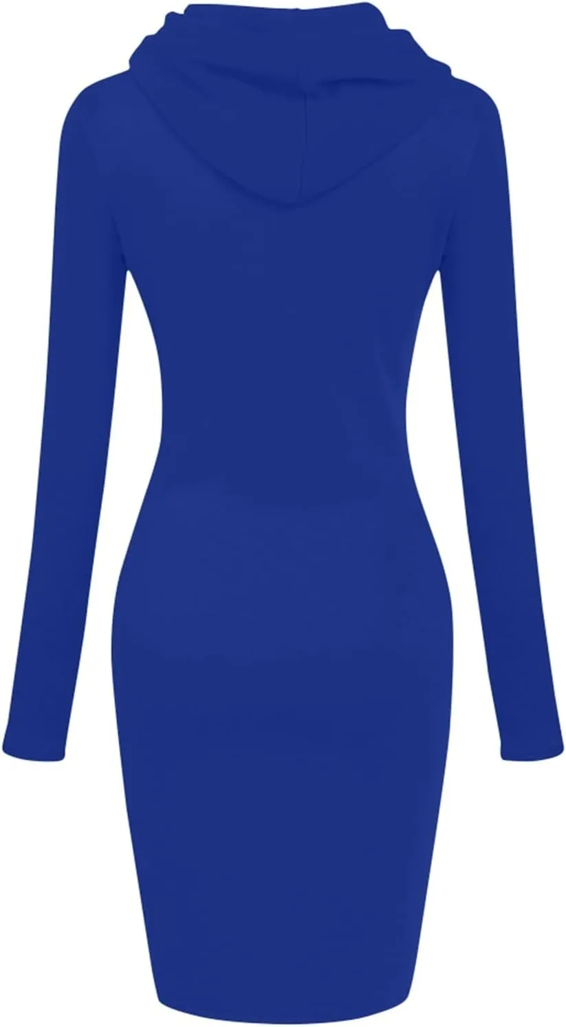 HXHYQKP Hoodie Dress for Women 2025 Fashion Sweatshirt Dress Knee Length Slim Pullover Hoodie Dresses with Pockets
