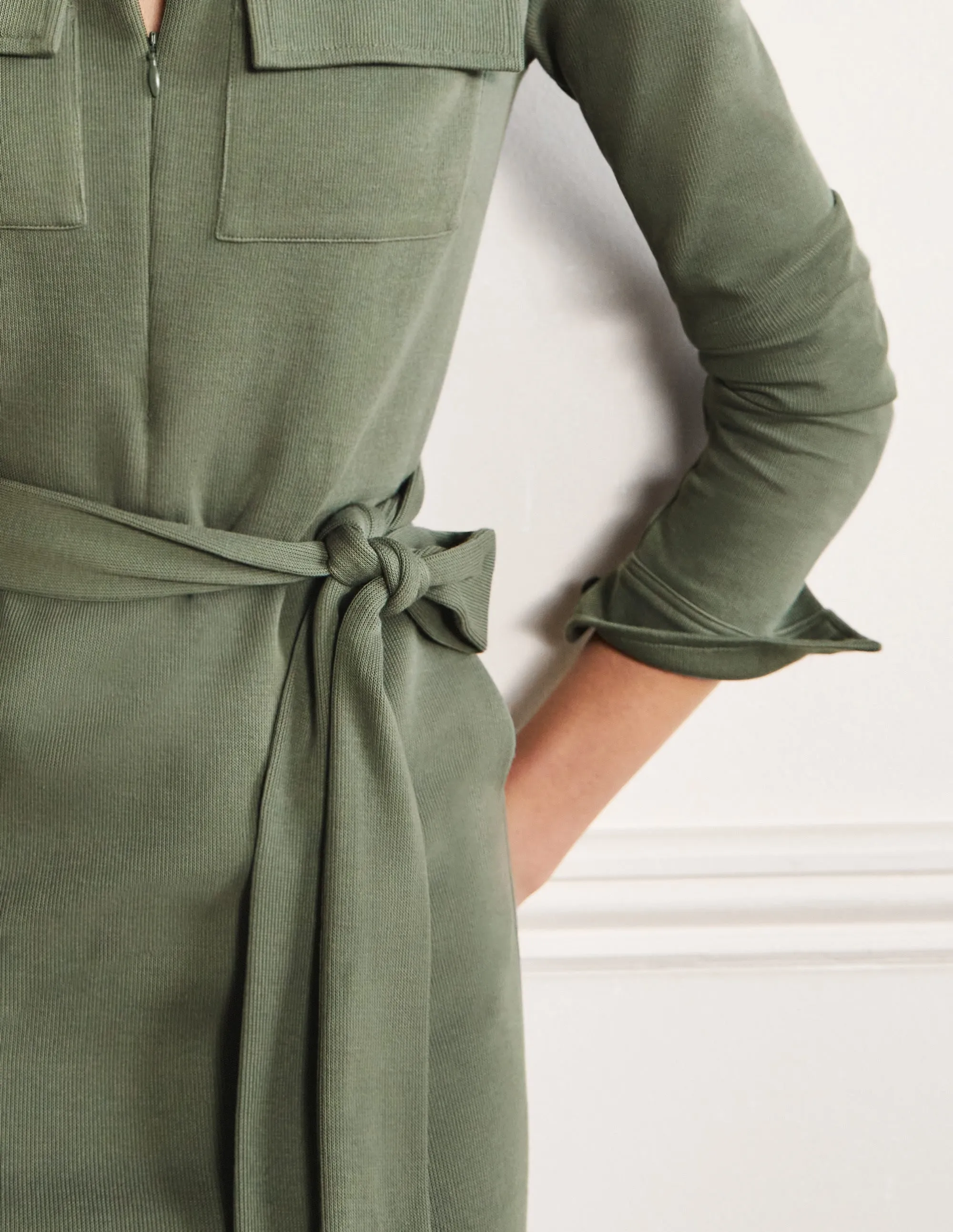 Jersey Midi Shirt Dress-Alder