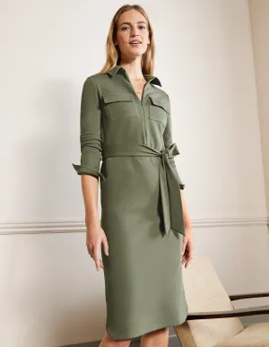 Jersey Midi Shirt Dress-Alder
