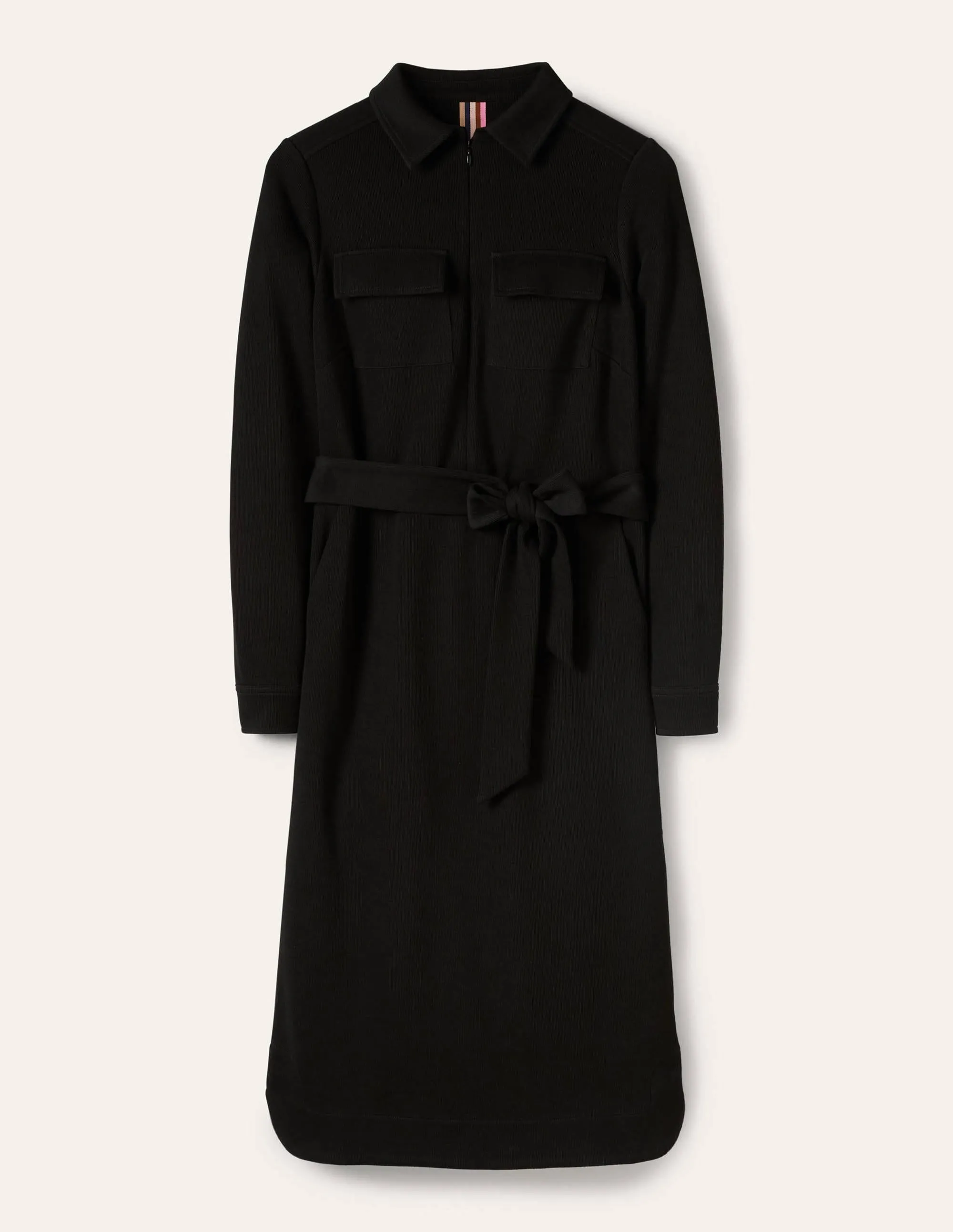 Jersey Midi Shirt Dress-Black