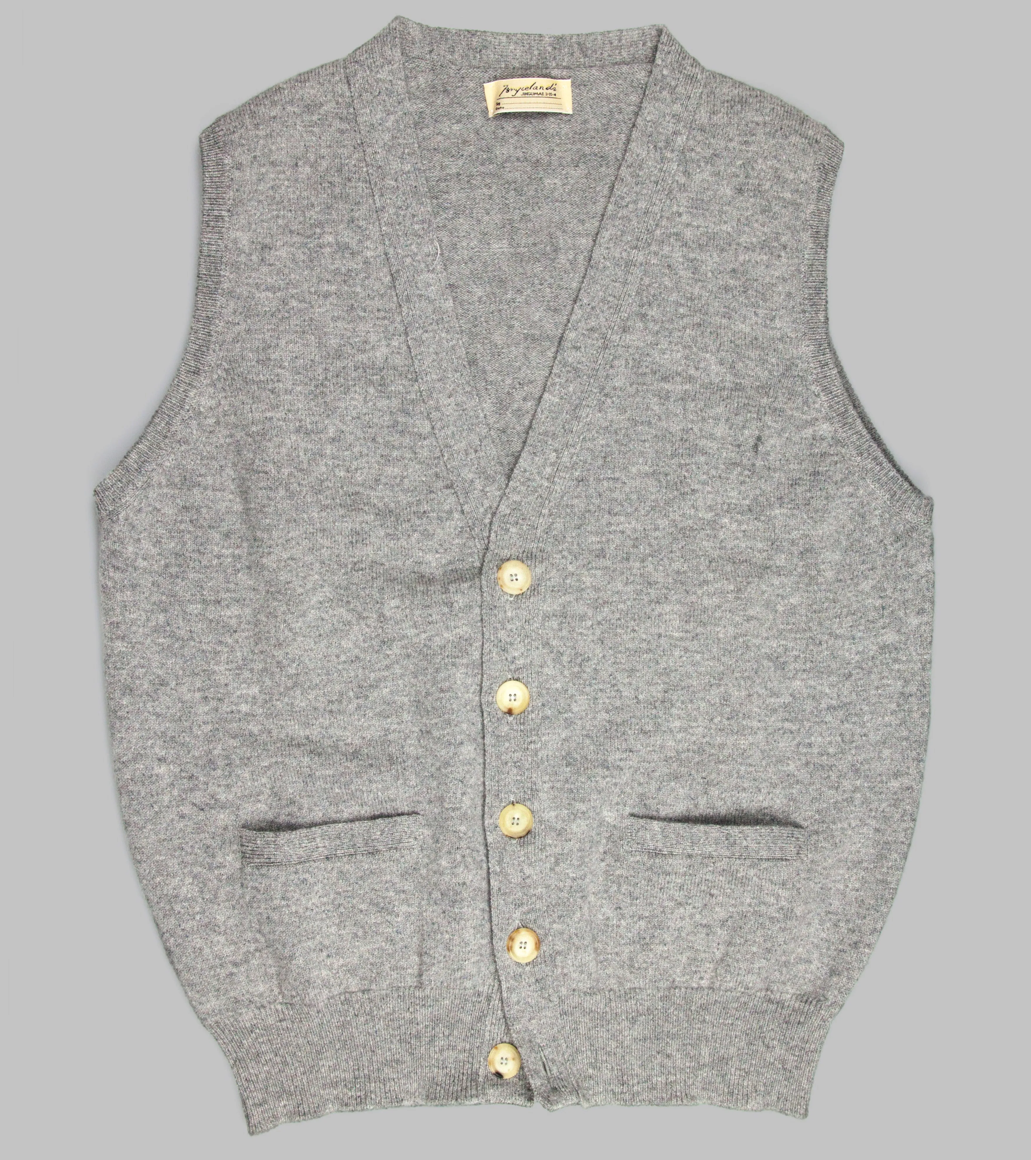 Lambswool Sleeveless Cardigan Grey