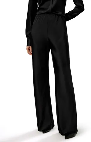 LilySilk Double-Faced Silk Charmeuse Pants for Women Dressy Oversized Wide Leg Full Length Draped Silk Trousers