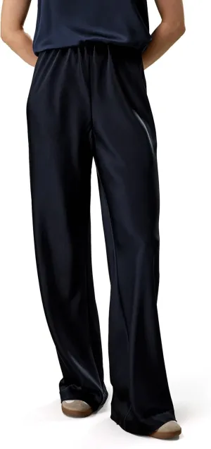 LilySilk Double-Faced Silk Charmeuse Pants for Women Dressy Oversized Wide Leg Full Length Draped Silk Trousers
