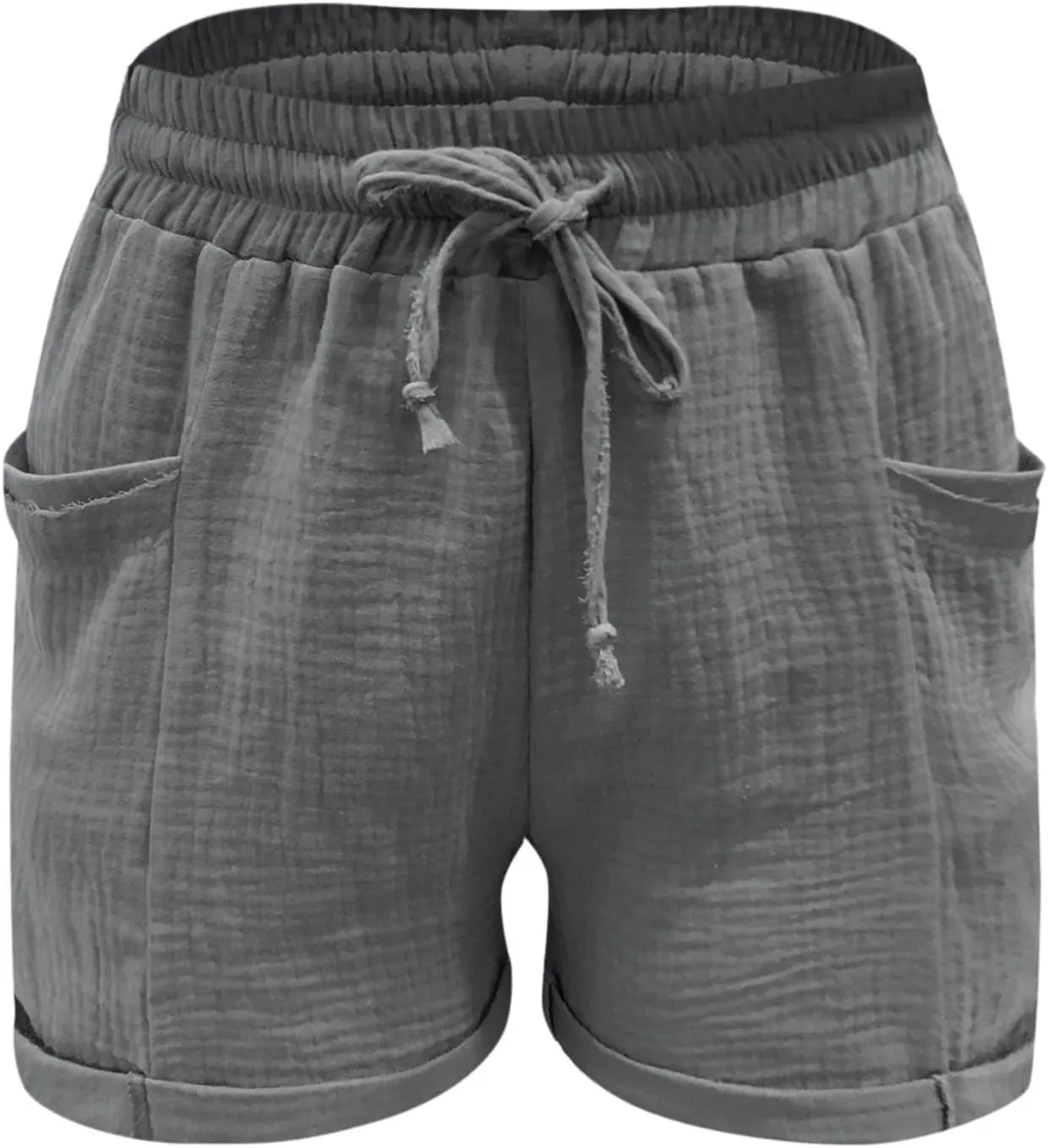 Linen Shorts for Women 2024 Summer Casual Comfy Shorts Drawstring Elastic Waist Lightweight Bermuda Shorts with Pockets