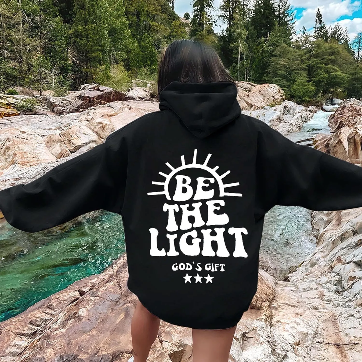 Living Water Eternal Life Graphic Christian Womens Hoodies Oversized Long Sleeve Jesus Faith Y2K Girls Sweatshirts Pullover