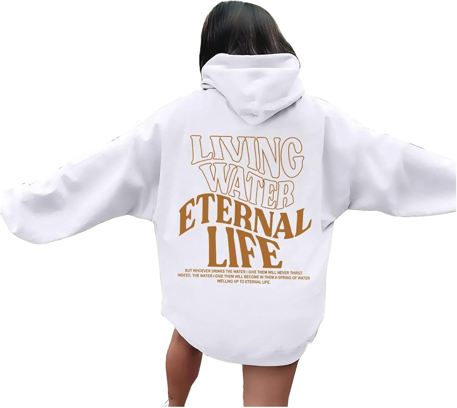 Living Water Eternal Life Graphic Christian Womens Hoodies Oversized Long Sleeve Jesus Faith Y2K Girls Sweatshirts Pullover