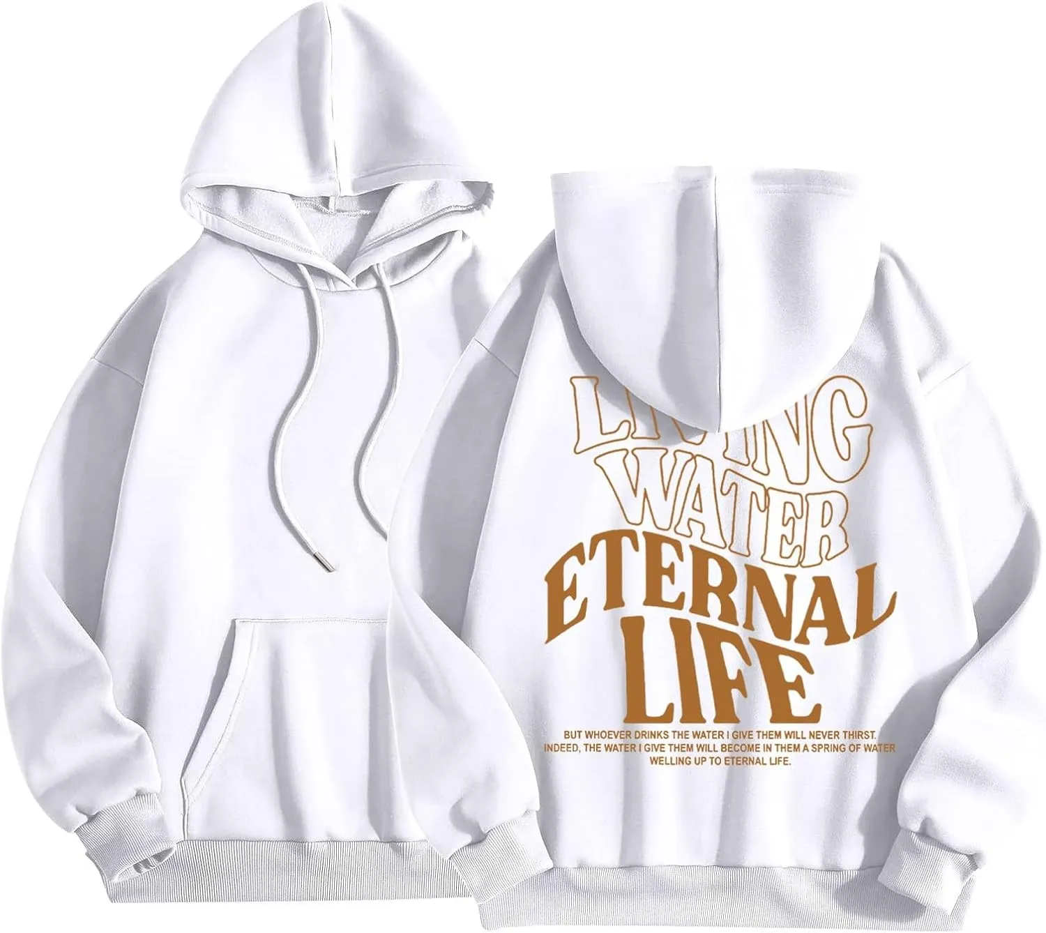 Living Water Eternal Life Graphic Christian Womens Hoodies Oversized Long Sleeve Jesus Faith Y2K Girls Sweatshirts Pullover