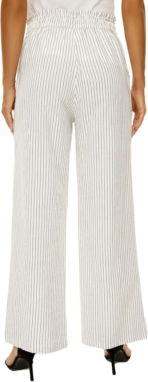 LNX Linen Pants for Women High Waisted Wide Leg Drawstring Casual Loose Pants with Pockets