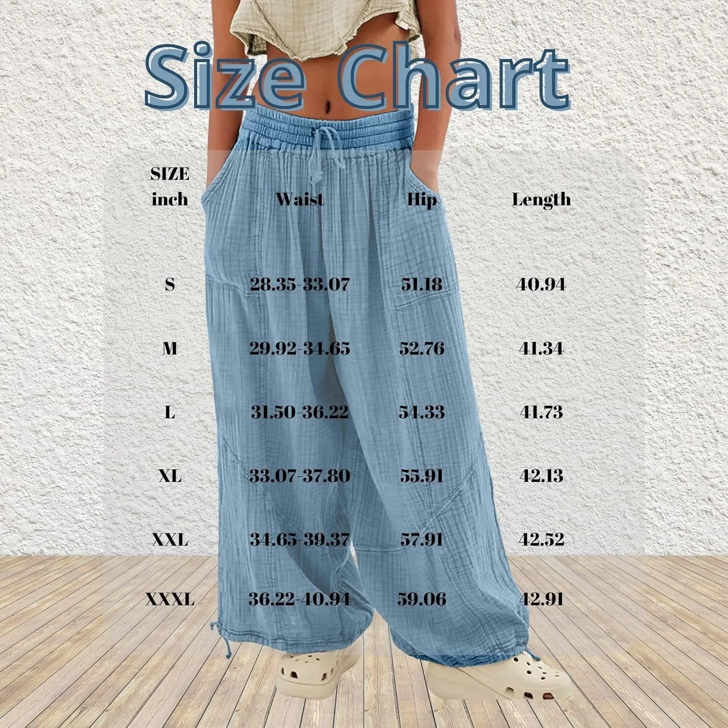 LOAIHA Women's Wide Leg Baggy Pants Drawstring Elastic Waist Harem Pants Casual Palazzo Lounge Trousers with Pockets