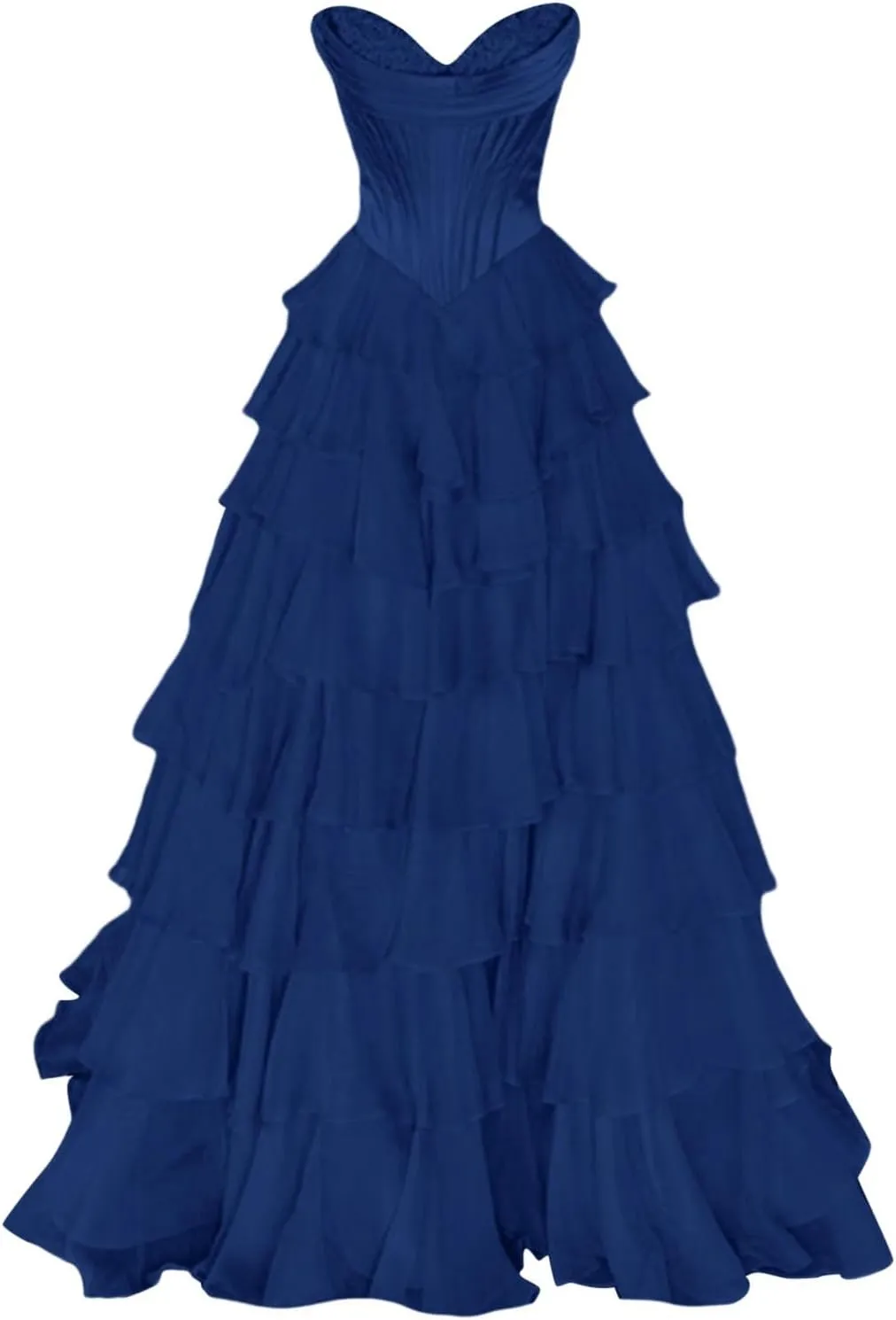 Long Formal Dresses for Women Corset Tiered 2025 Chiffon Strapless Ruffle Prom Dress A-Line Slit Evening Party Gown