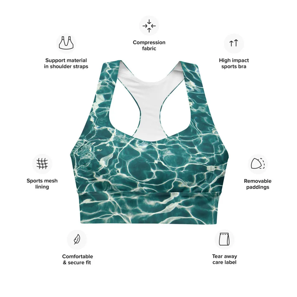 Longline sports bra-Pool