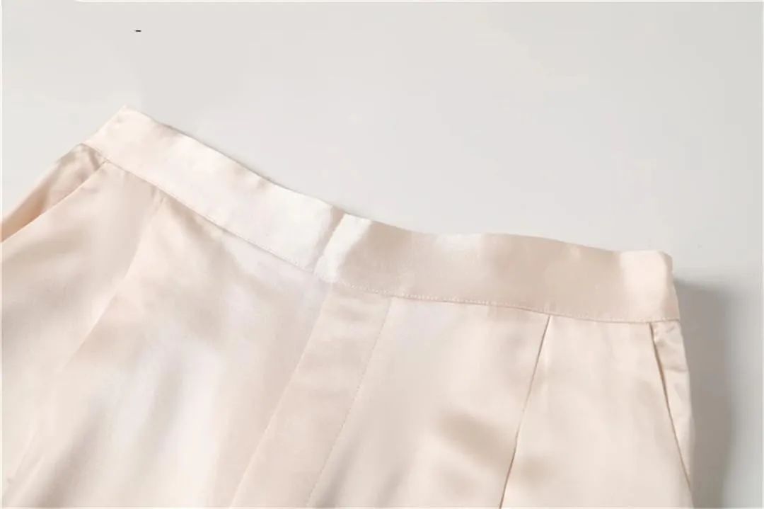 Loose High Waist Satin Pants for Women Long Pants Wide Leg Trousers