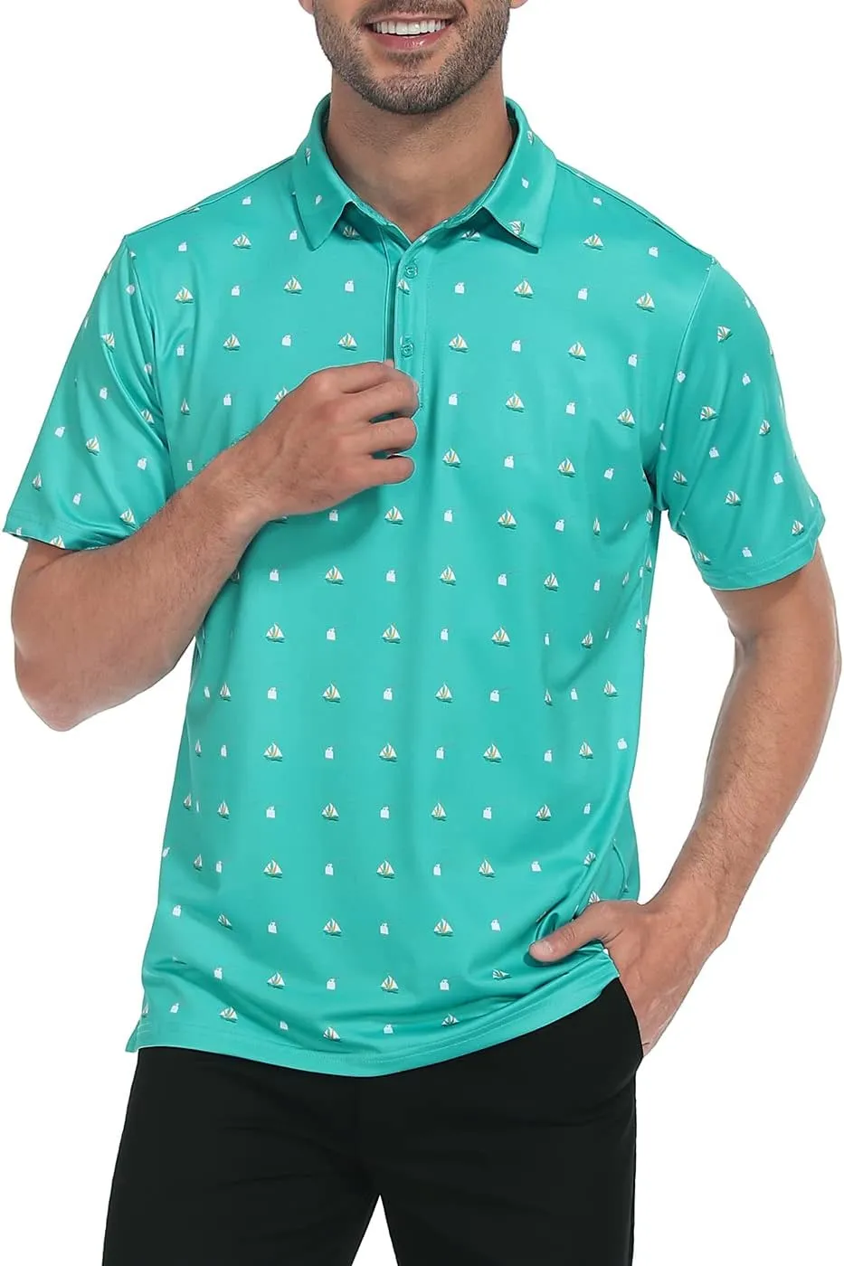 LRD Golf Shirts for Men UPF 50 Moisture Wicking Short Sleeve Polo Shirt