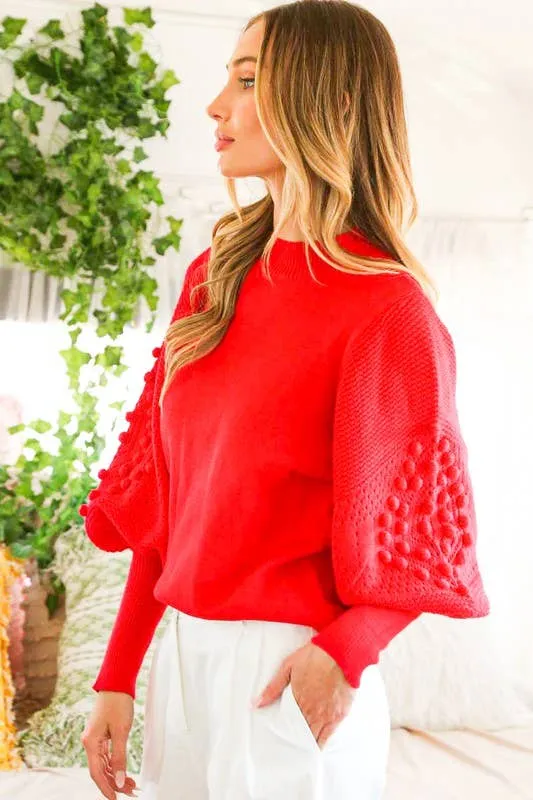 Make it Fun Red Balloon Sleeve Sweater