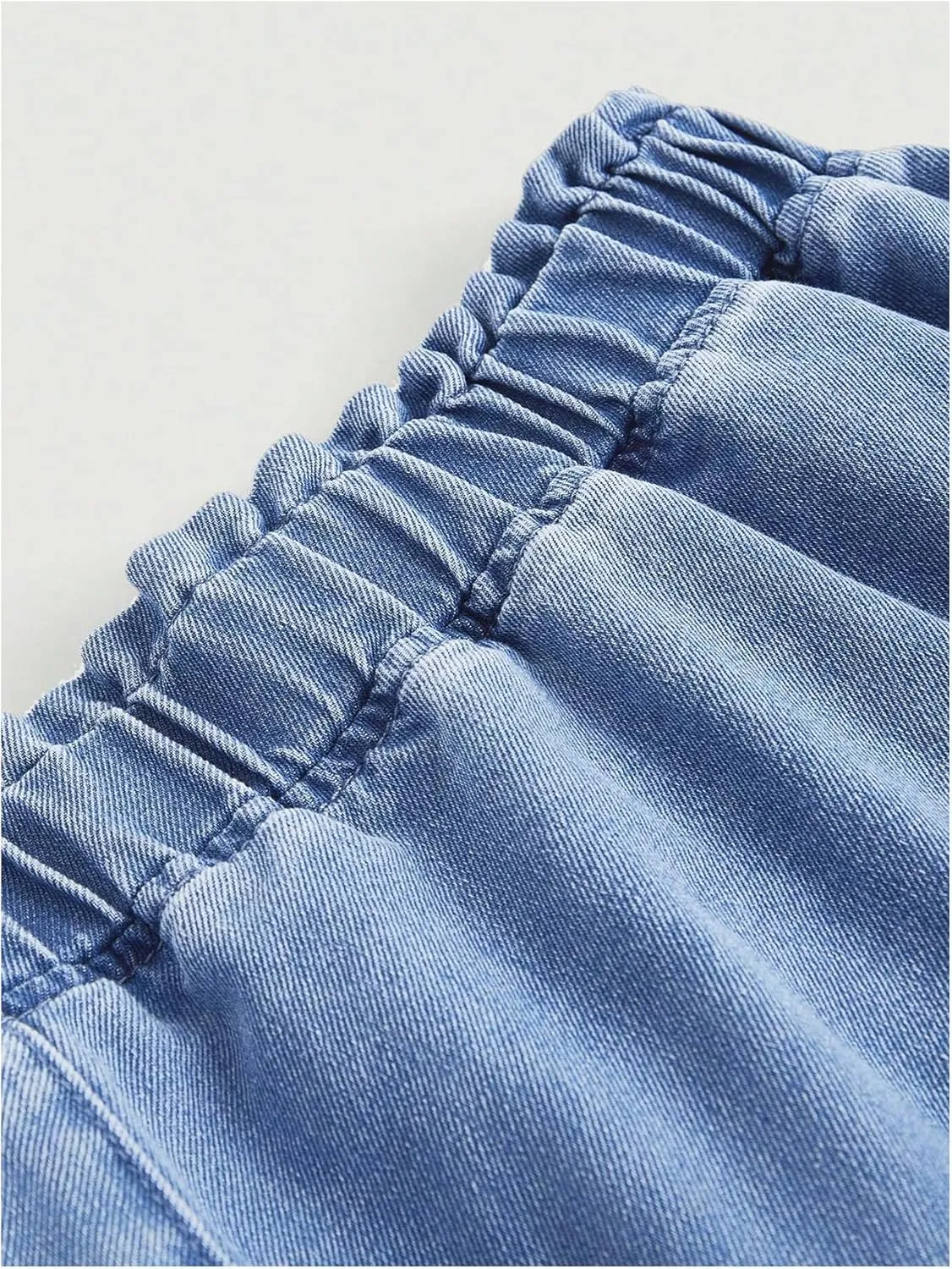 MakeMeChic Women's Plus Size Jean Shorts Elastic Waist Tiered Layer Denim Skorts