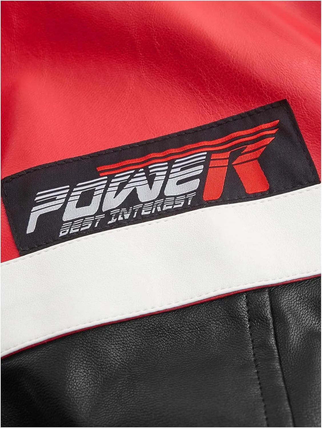MakeMeChic Women's PU Leather Colorblock Mock Neck Full Zip Motorcycle Jacket Long Sleeve Cropped Streetwear Outerwear