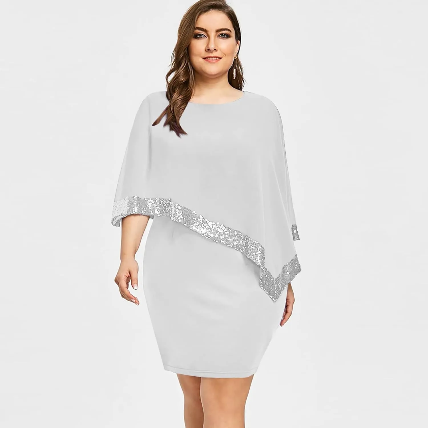 Maternity Dress, Women's Sleeveless Cape Dress with Chiffon Overlay Cocktail Formal Wedding Guest Dress