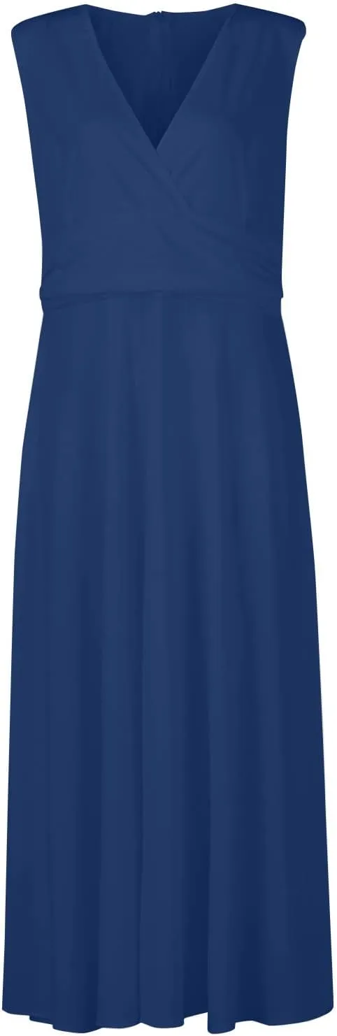 Maxi Dress for Women Deep V Neck Sleeveless Dresses High Waiste Printed Dress Flowy Summer Dresses Maxi Casual Dress