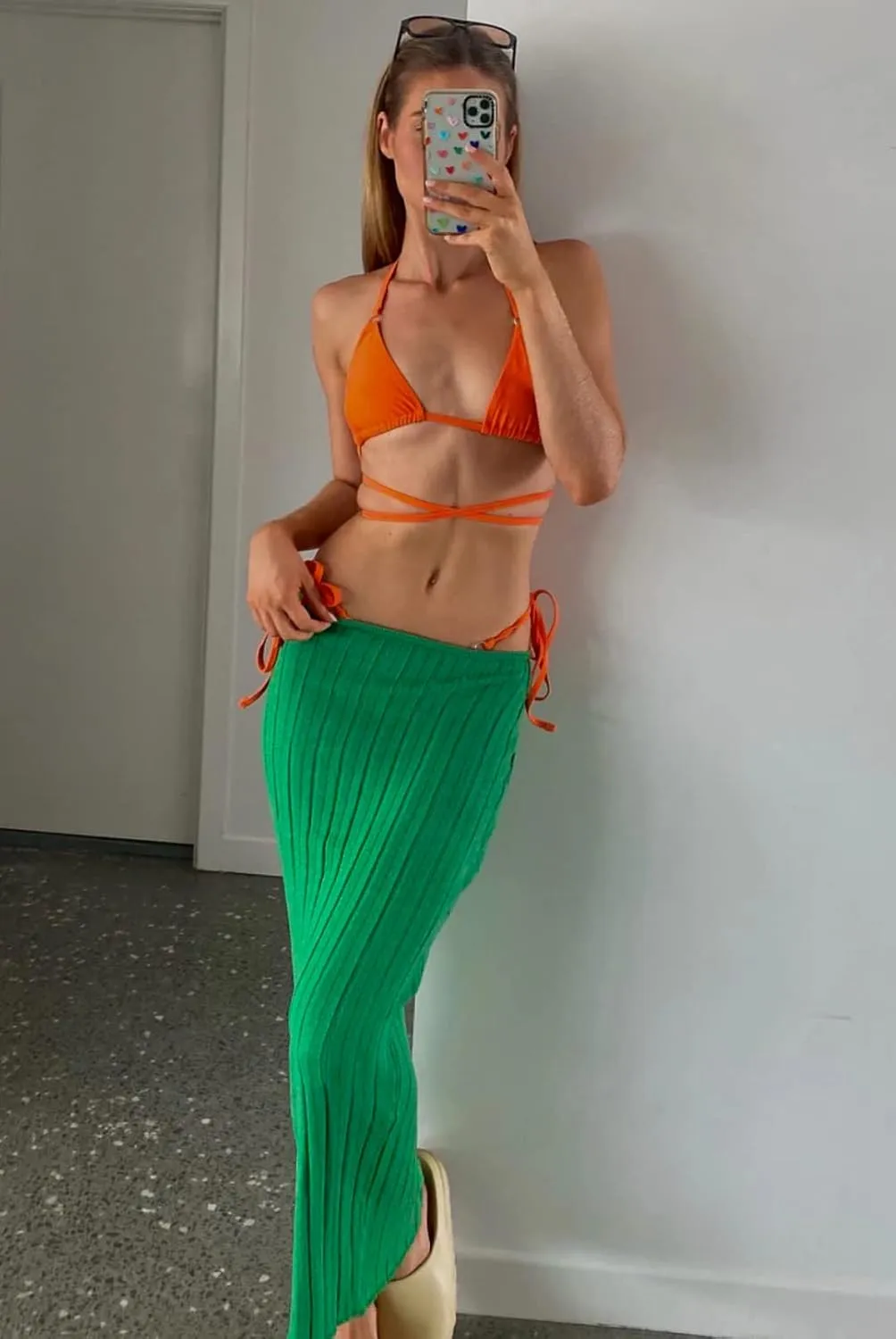 Meladyan Women High Waist Knit Long Maxi Skirt Stretchy Solid Slim Midi Skirts Strapless Bodycon Beach Dress Cover Up