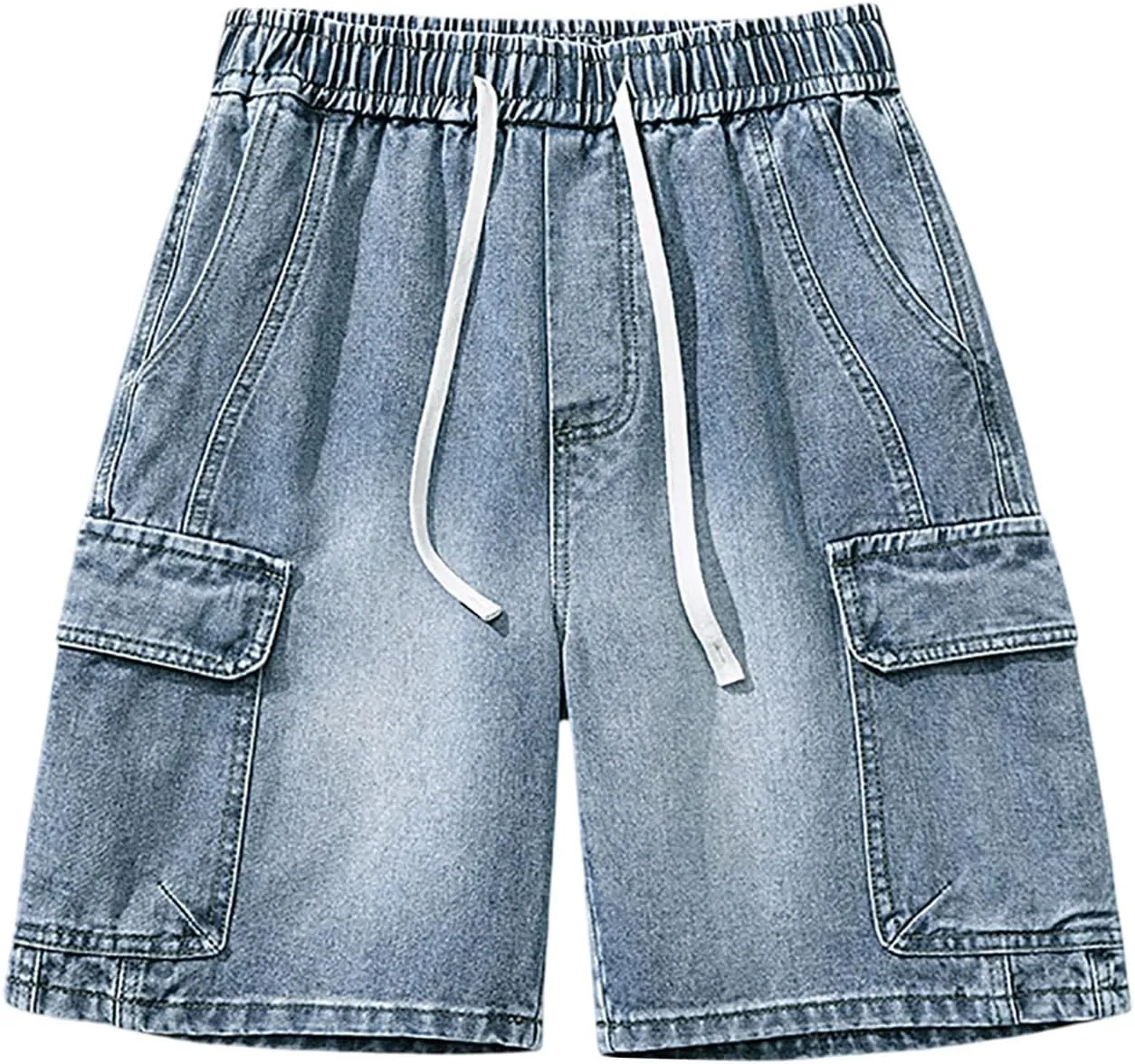Men Baggy Jean Shorts Loose Fit Mid Denim Shorts Casual Summer Y2K Grunge Streetwear