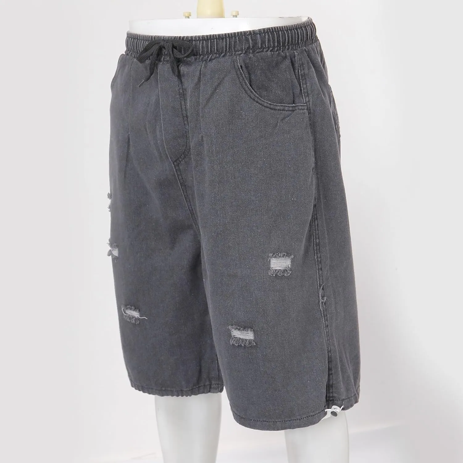 Mens Baggy Jean Shorts Loose Fit Below Knee Denim Shorts Summer Casual Y2K Streetwear Clothes