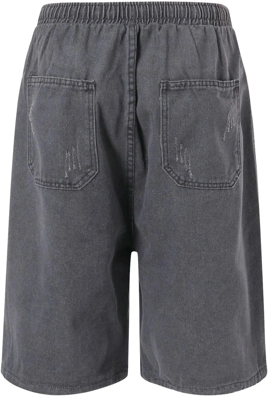 Mens Baggy Jean Shorts Loose Fit Below Knee Denim Shorts Summer Casual Y2K Streetwear Clothes