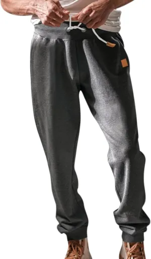 Mens Casual Cotton Sweatpants Stretch Elastic Waist Joggers Athletic Gym Pants Hiking Hunting Work Trousers