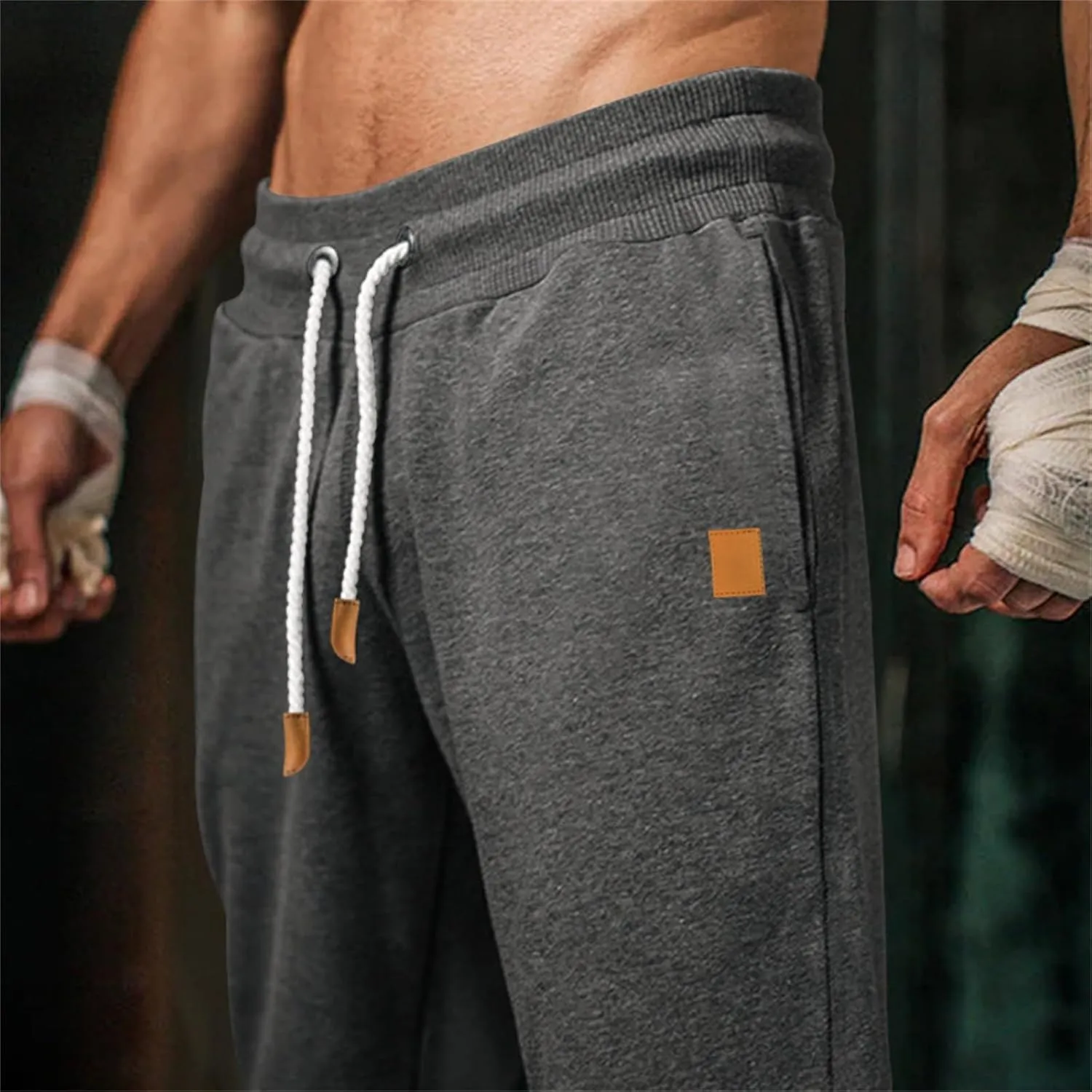 Mens Casual Cotton Sweatpants Stretch Elastic Waist Joggers Athletic Gym Pants Hiking Hunting Work Trousers